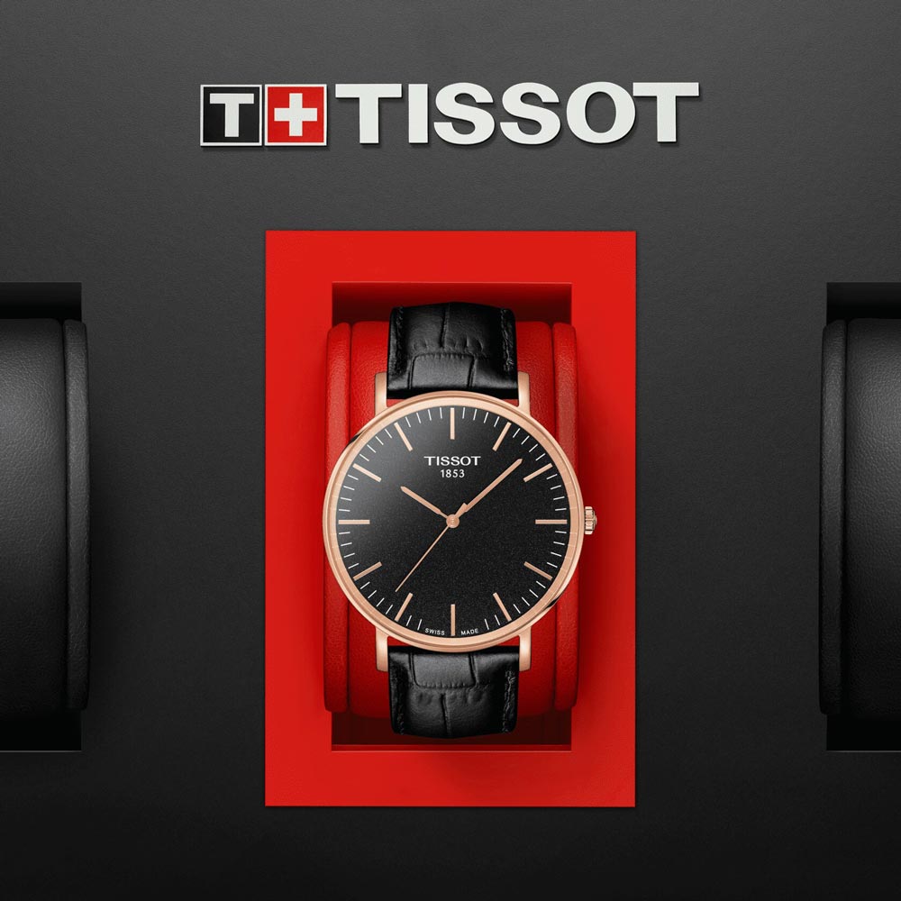 Tissot Gents T-Classic Everytime Steel & Rose PVD Black Dial Watch T1096103605100