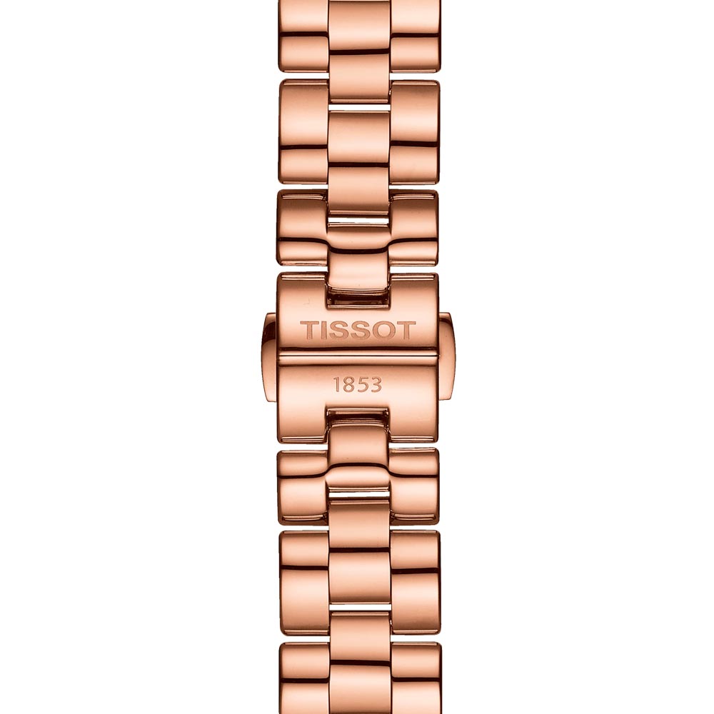 tissot t-lady t-wave 30mm steel & rose gold pvd diamond watch clasp view