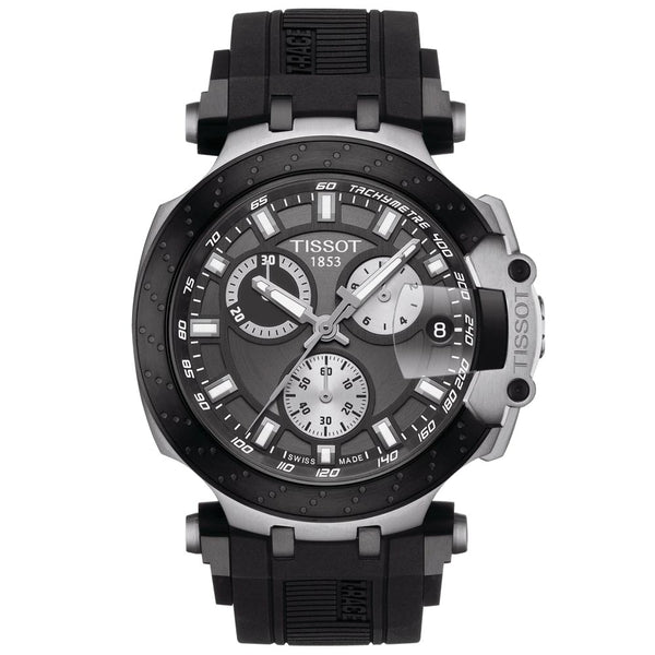 tissot t-sport t-race chronograph 43mm anthracite dial black pvd steel gents watch