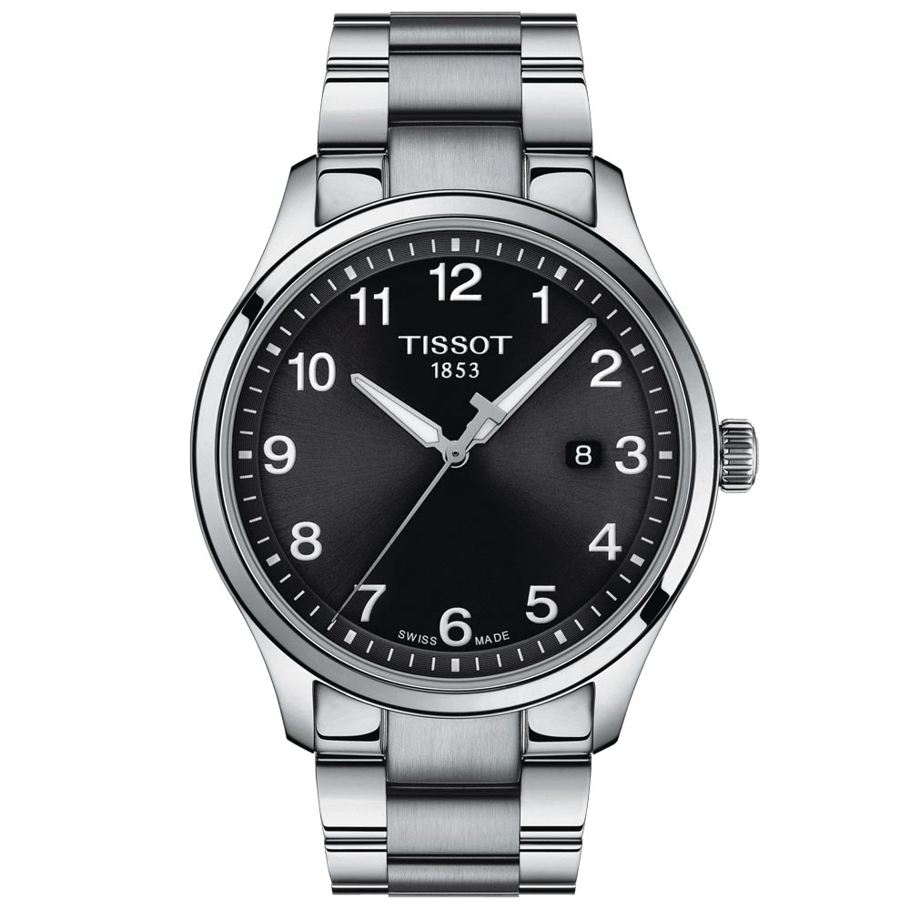 tissot t-sport gent xl classic 42mm black dial stainless steel gents watch