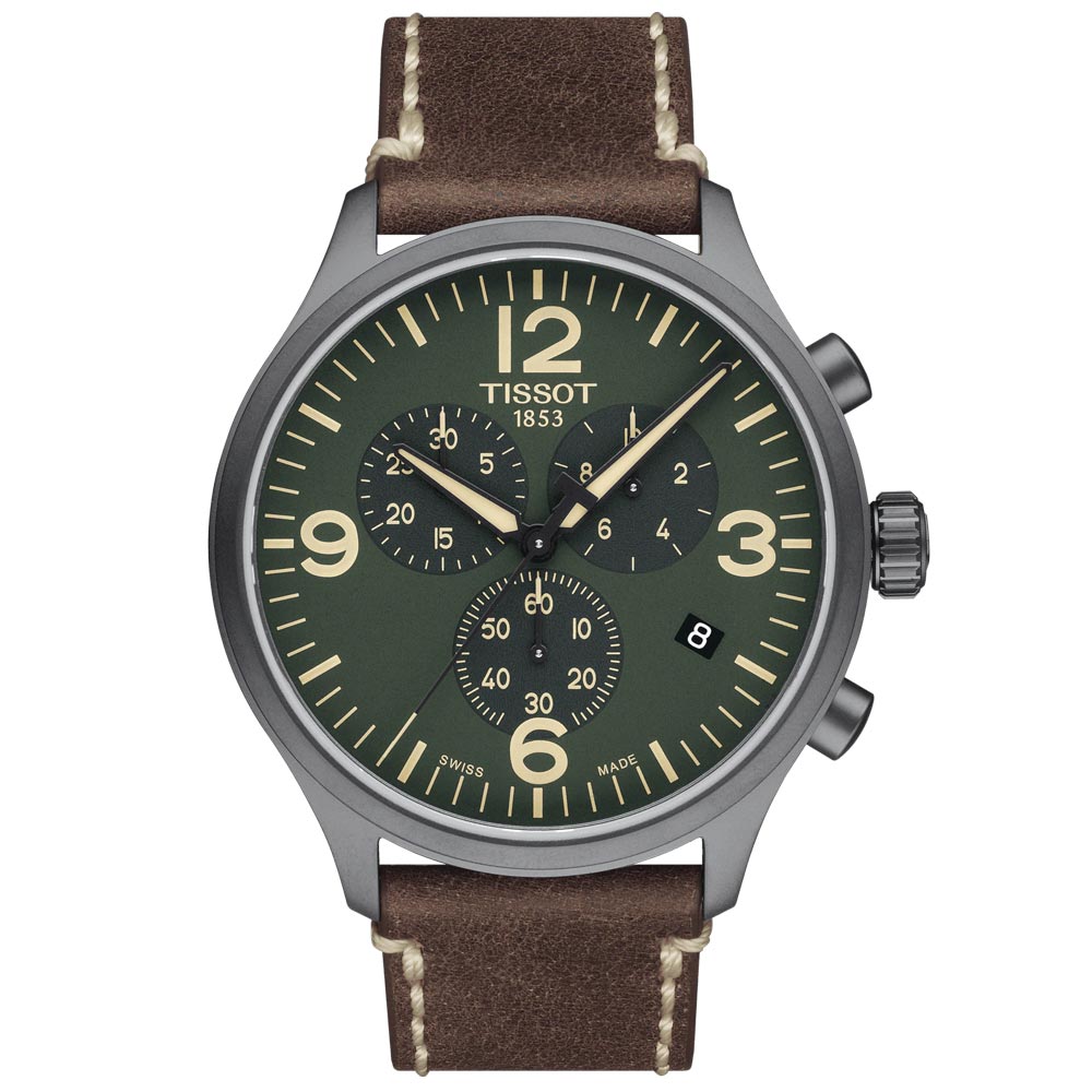 Tissot T-Sport Chrono XL 45mm Green Dial Stainless Steel Gents Watch T1166173609700