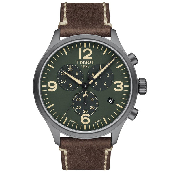 tissot t-sport chrono xl 45mm green dial stainless steel gents watch