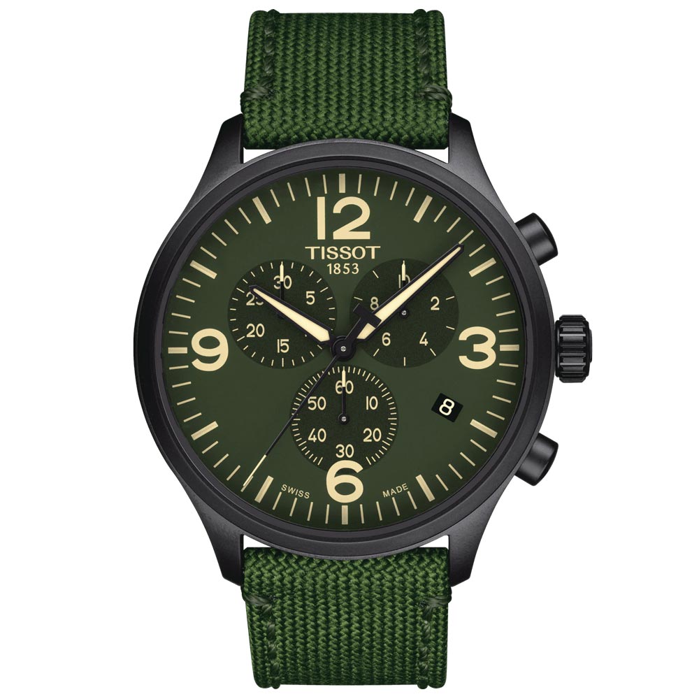 Tissot Chrono XL 45mm Green Dial Back PVD Steel Gents Quartz Watch T1166173709700