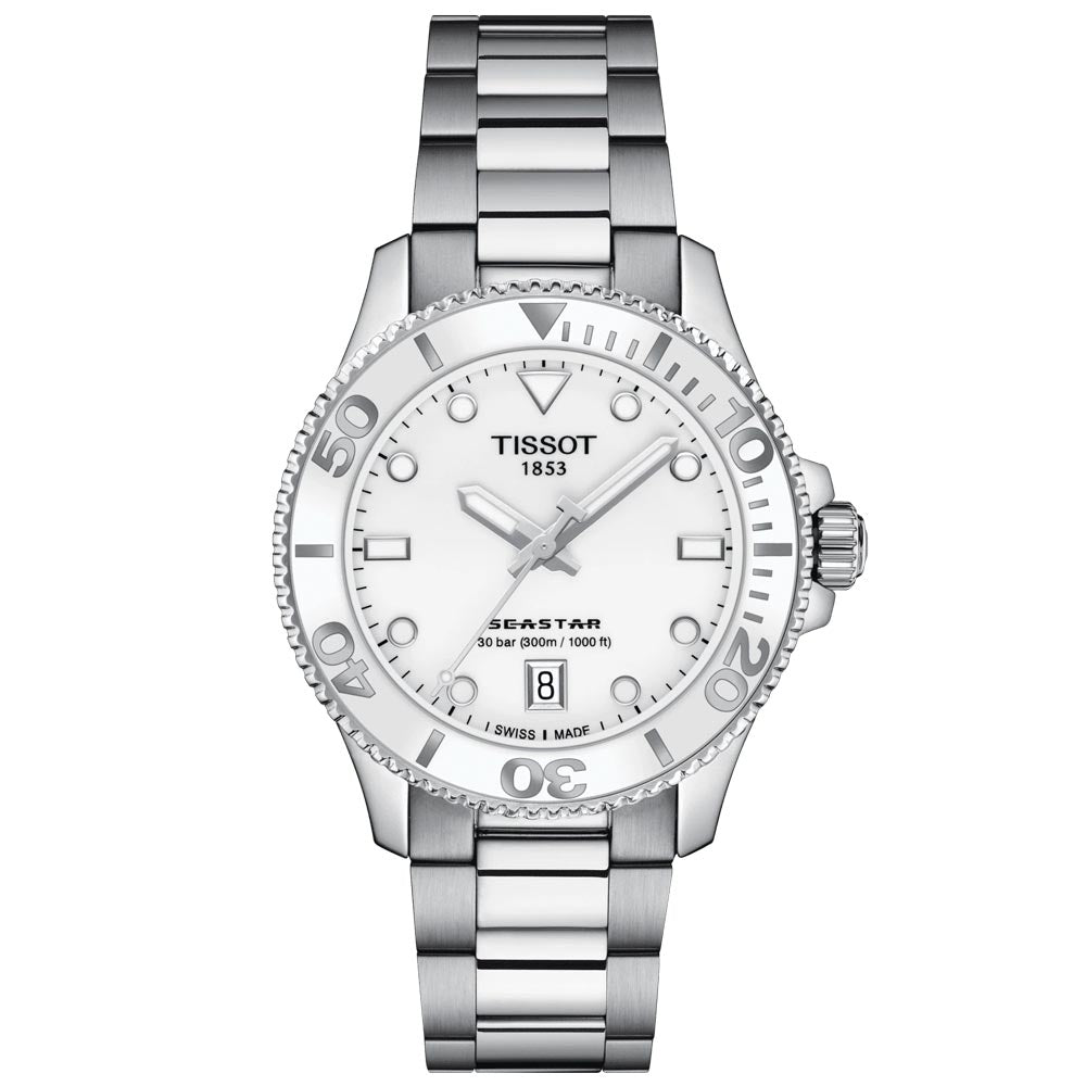 Tissot Seastar 1000 White Dial 36mm Quartz Watch T1202101101100
