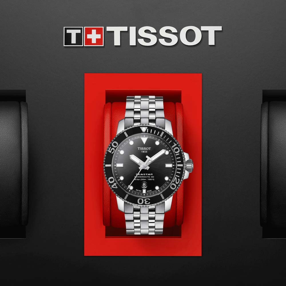 Tissot Seastar 1000 Powermatic 80 Black Dial 43mm Automatic Gents Watch T1204071105100