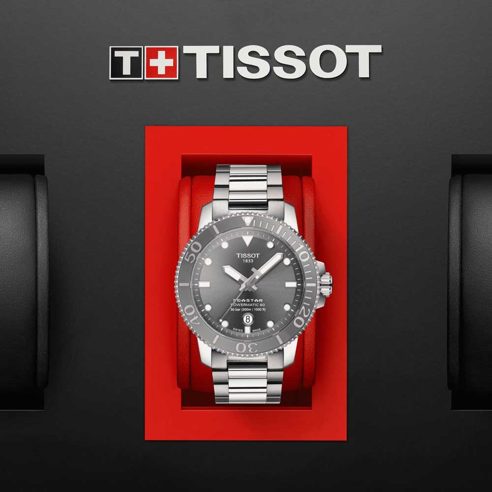 Tissot Seastar 1000 Powermatic 80 Grey Dial 43mm Automatic Gents Watch T1204071108101