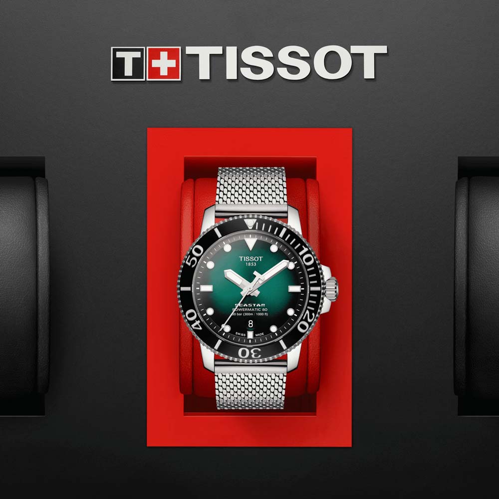 Tissot Seastar 1000 Powermatic 80 Green Dial 43mm Automatic Gents Watch T1204071109100