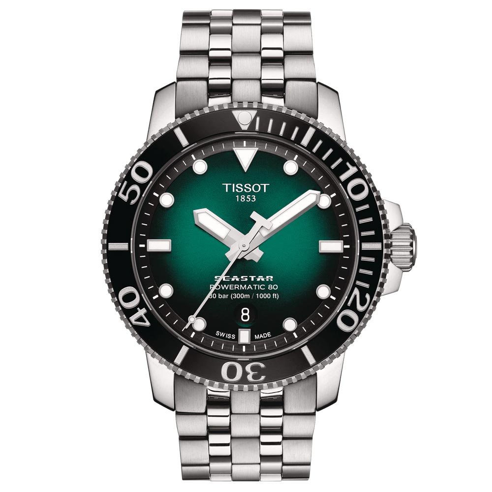 Tissot Seastar 1000 Powermatic 80 Green Dial 43mm Automatic Gents Watch T1204071109101