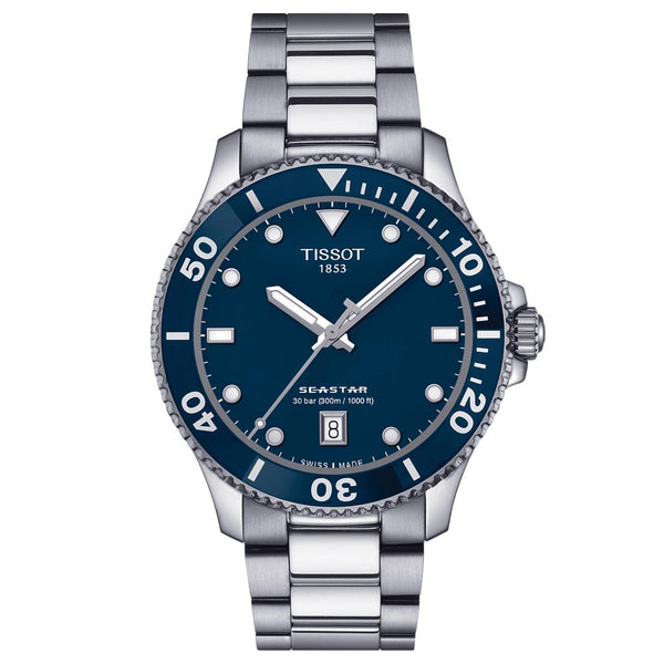 tissot t-sport seastar 1000 blue dial 40mm stainless steel gents watch