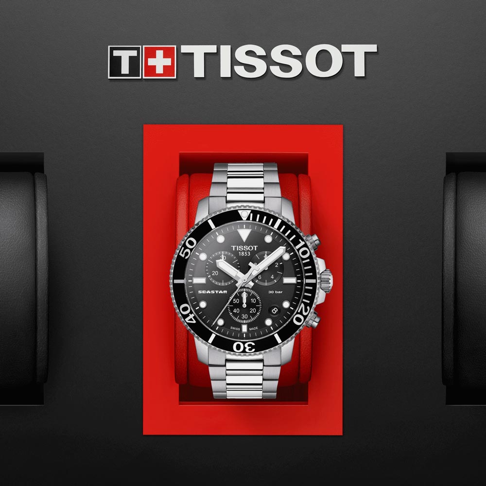 Tissot Seastar 1000 Chronograph 45.5mm Black Dial Quartz Gents Watch T1204171105100