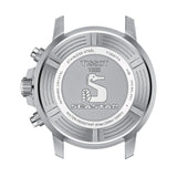 tissot t-sport seastar 1000 chronograph blue dial stainless steel gents watch case back view