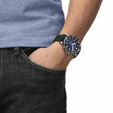 tissot t-sport seastar 1000 chronograph blue dial stainless steel gents watch model shot