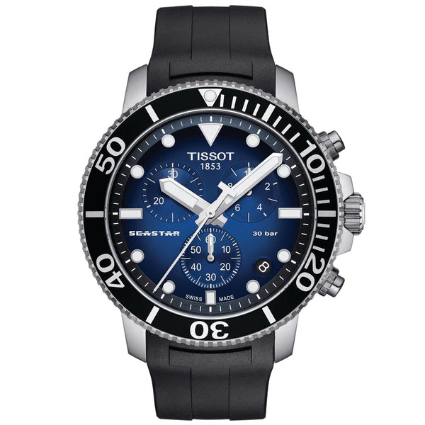 tissot t-sport seastar 1000 chronograph blue dial stainless steel gents watch