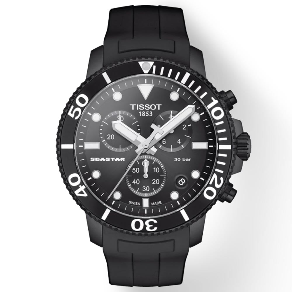 Tissot T-Sport Seastar 1000 Chronograph Black Dial Black PVD Steel Gents Watch T1204173705102