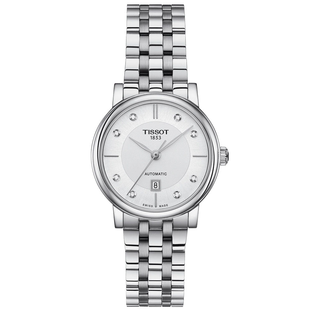 Tissot Carson Premium Lady 30mm Silver Dial Diamond Automatic Watch T1222071103600