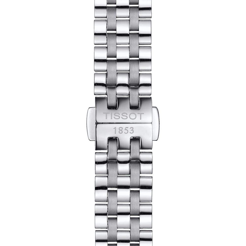 tissot carson premium lady 30mm silver dial quartz watch clasp view