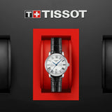 tissot t-classic carson premium lady 30mm silver dial stainless steel watch in presentation box