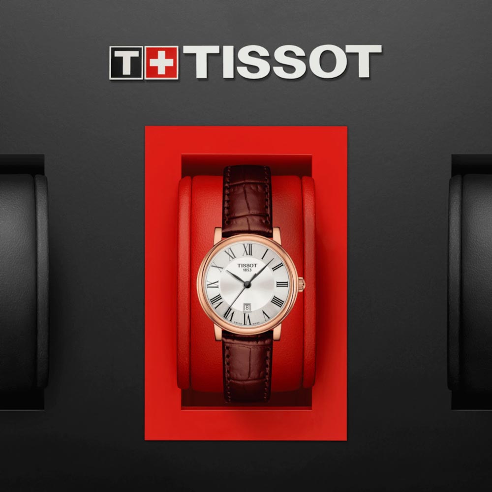 Tissot Carson Premium Lady 30mm Silver Dial Rose Gold PVD Steel Quartz Watch T1222103603300