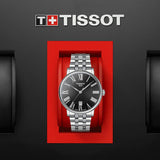 tissot t-classic carson premium 40mm black dial stainless steel gents watch in presentation box
