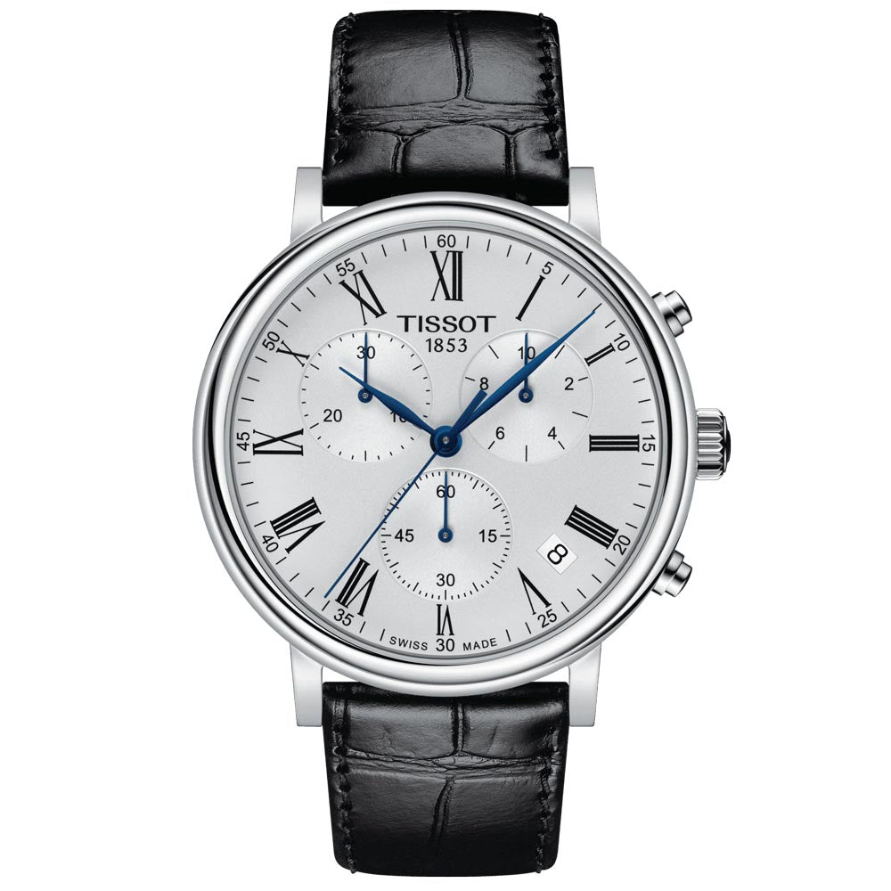 tissot t-classic carson premium chronograph 40mm silver dial stainless steel gents watch