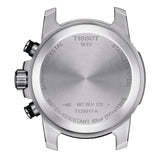 tissot t-sport supersport chrono black dial gold pvd steel gents watch case back view