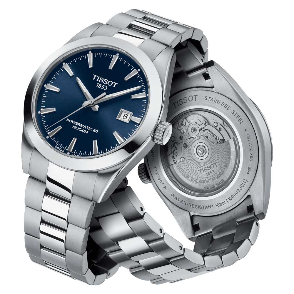 Tissot Gentleman Powermatic 80 Silicium 40mm Blue Dial Automatic Gents Watch T1274071104100