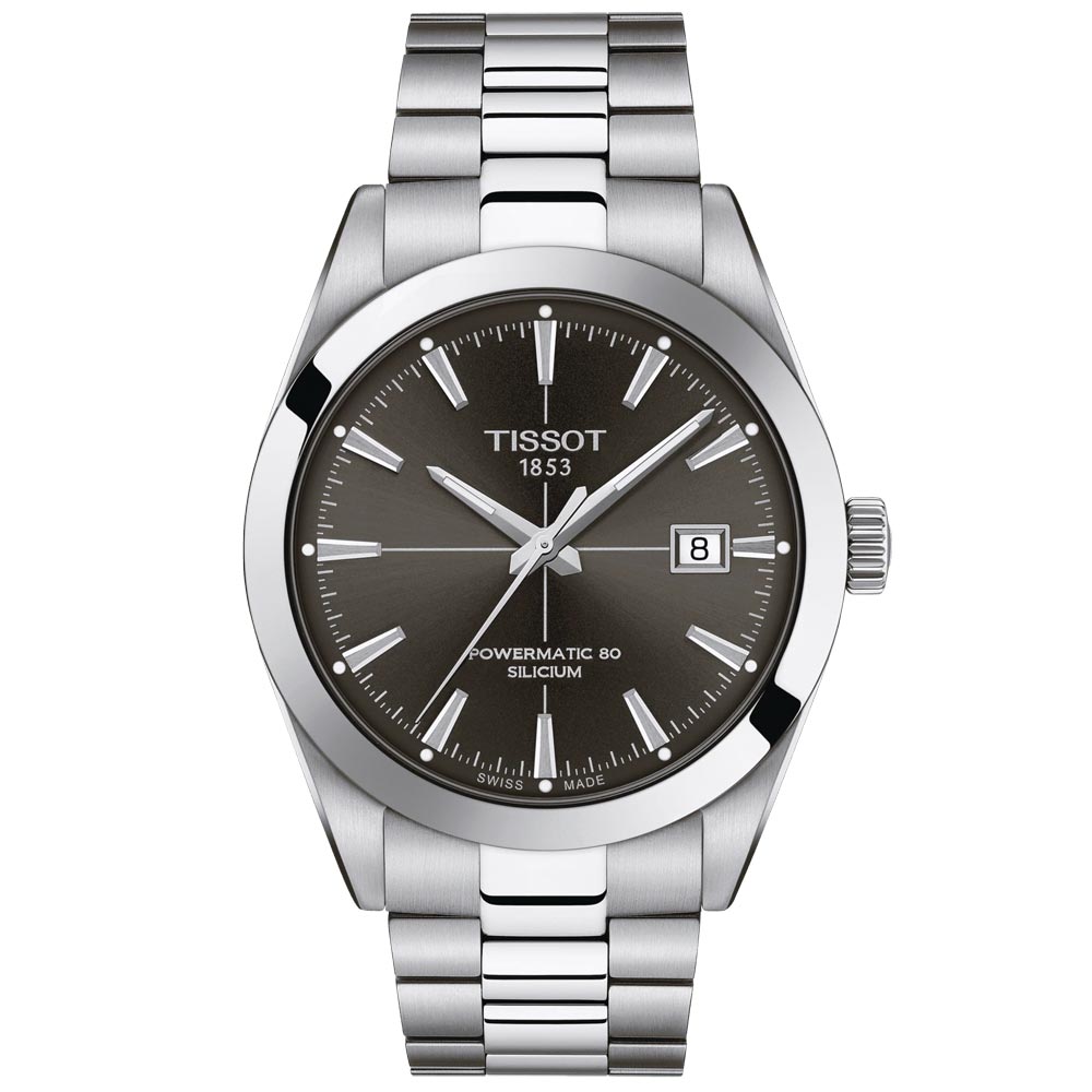 tissot t-classic gentleman powermatic 80 silicium 40mm anthracite dial stainless steel automatic watch