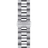 tissot t-classic gentleman powermatic 80 open heart 40mm rhodium dial stainless steel automatic watch clasp view