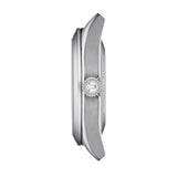 tissot t-classic gentleman powermatic 80 open heart 40mm rhodium dial stainless steel automatic watch side view