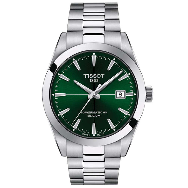 tissot gentleman powermatic 80 silicium 40mm green dial automatic gents watch