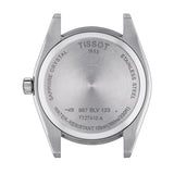 tissot gentleman 40mm silver dial gents quartz watch case back view