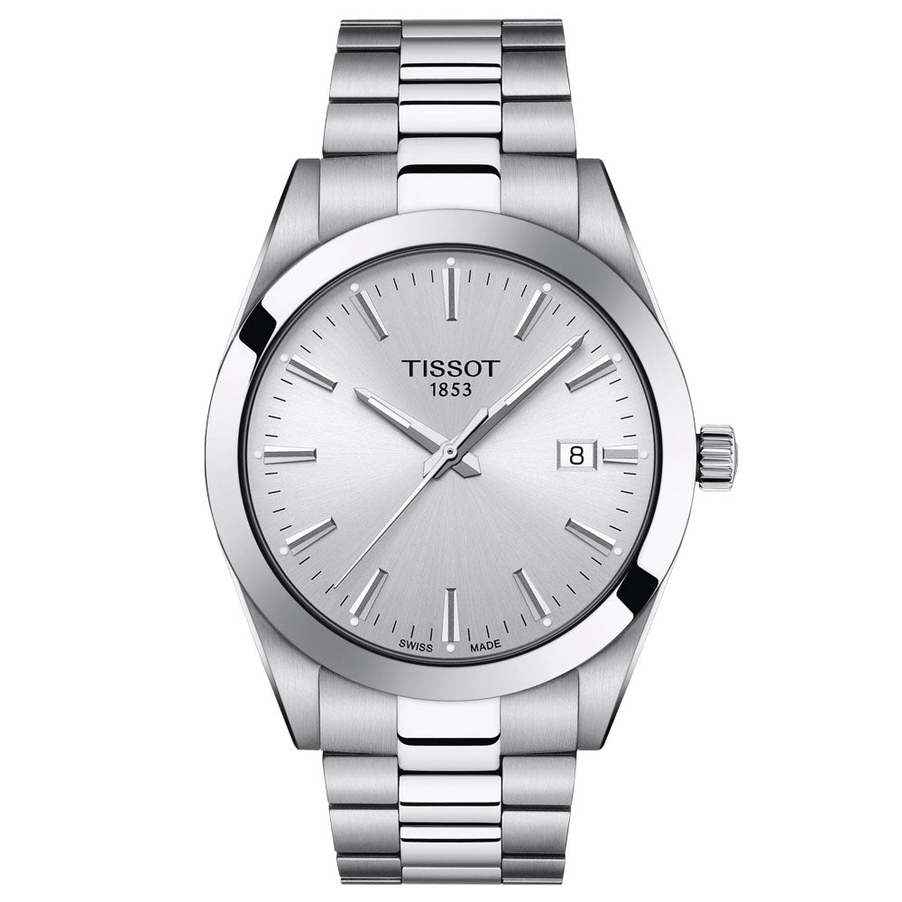 tissot gentleman 40mm silver dial gents quartz watch