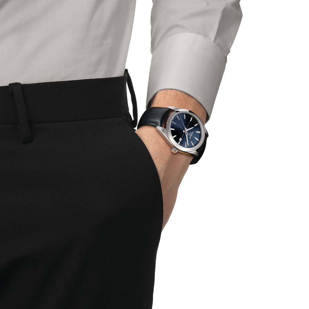 tissot gentleman 40mm blue dial gents quartz watch model shot