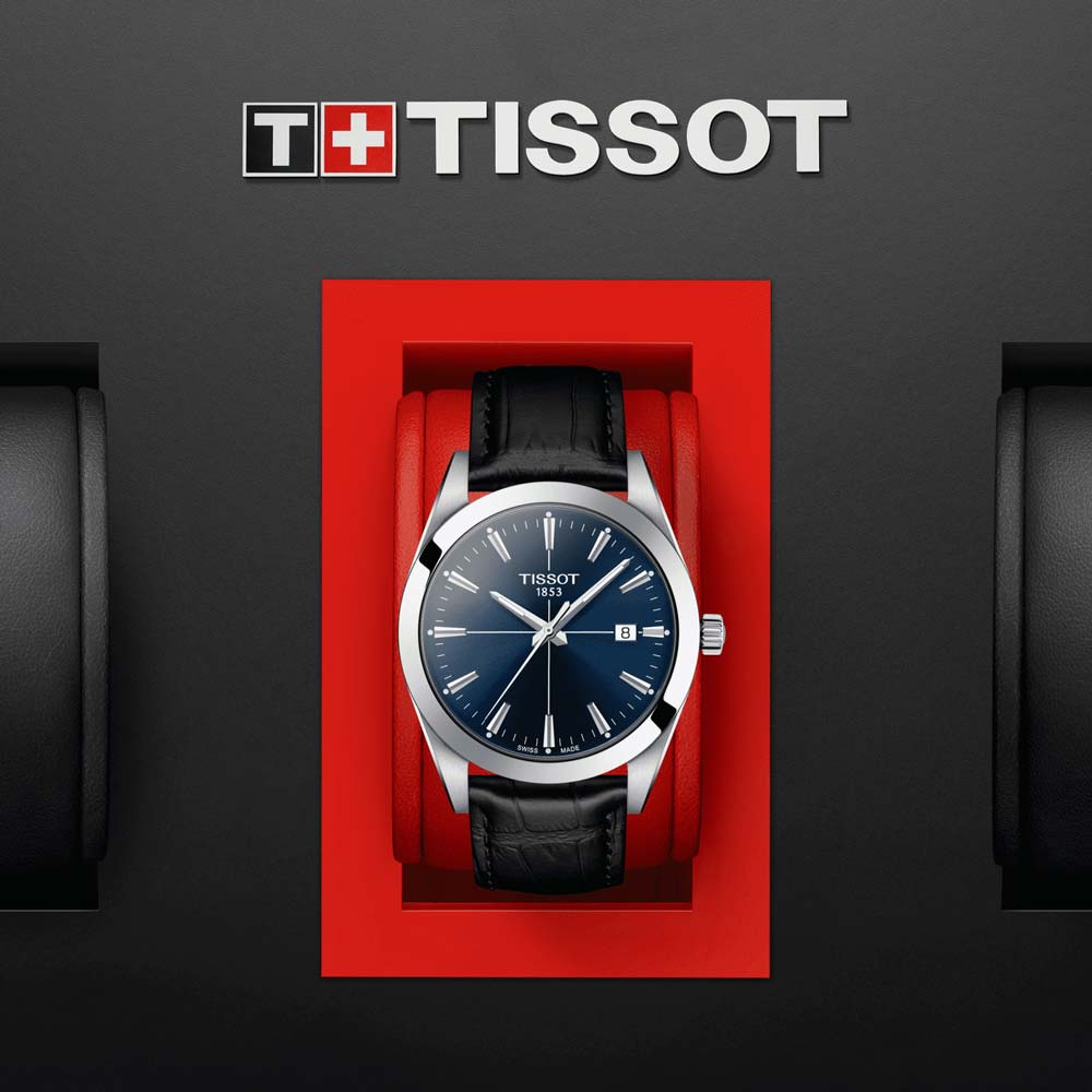tissot gentleman 40mm blue dial gents quartz watch in presentation box