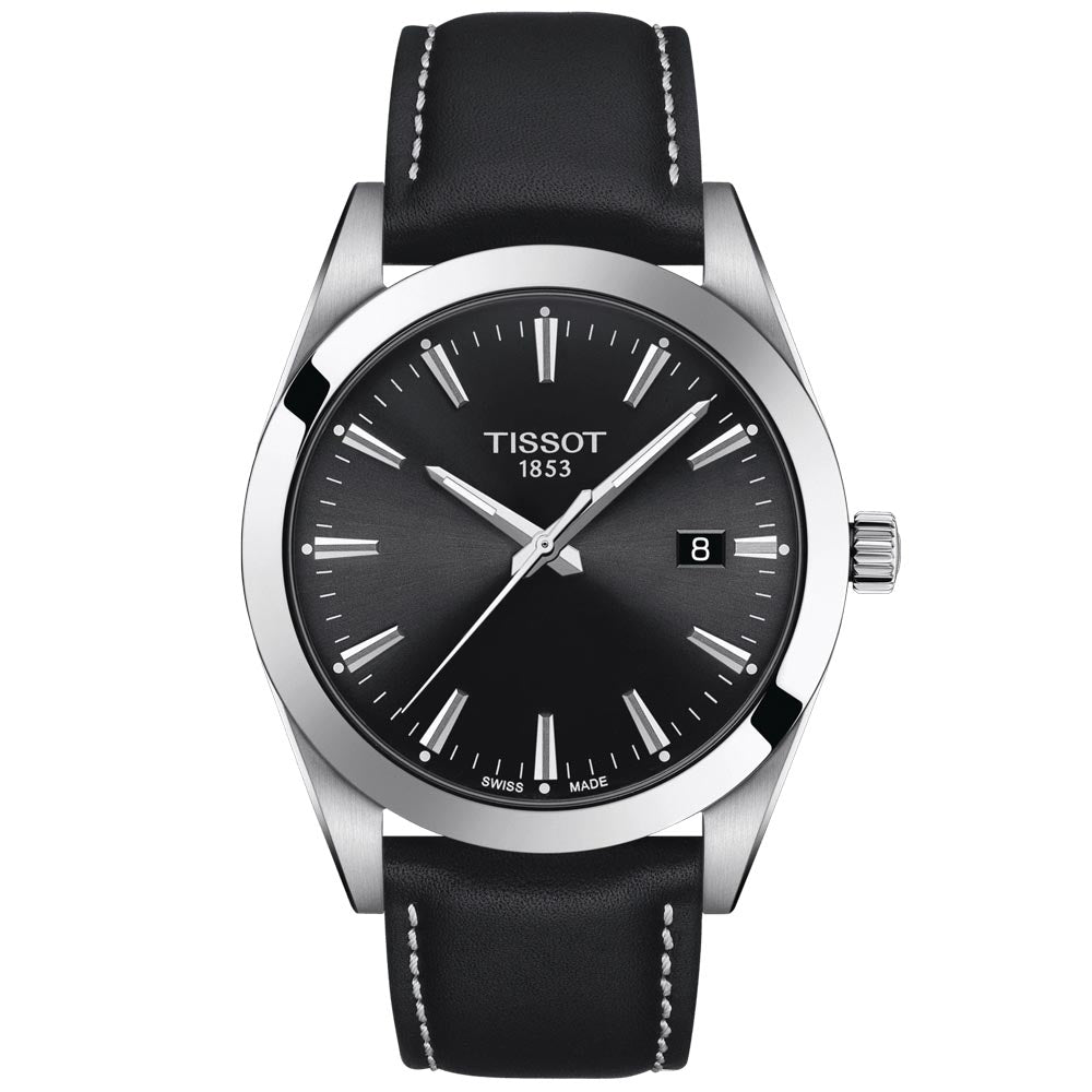 tissot t-classic gentleman 40mm black dial stainless steel gents watch
