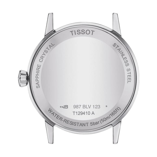 tissot classic dream 42mm white dial gents quartz watch case back view