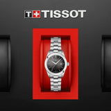 tissot t-my lady anthracite dial stainless steel watch in presentation box