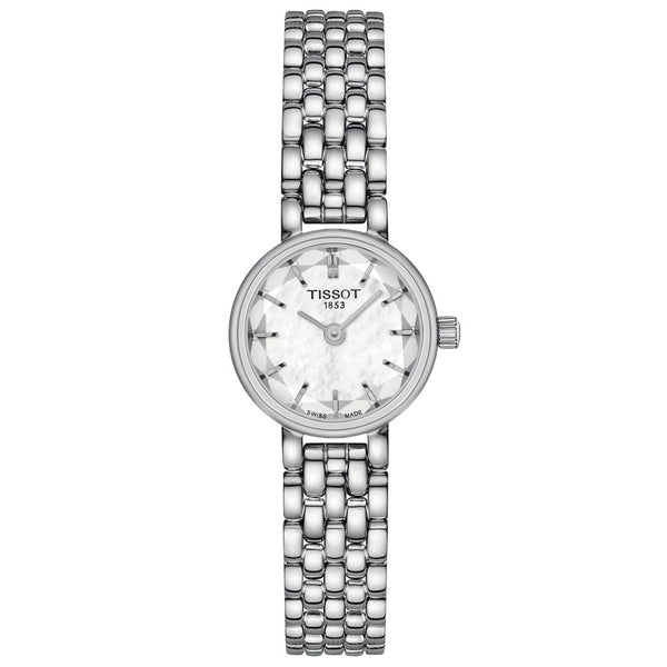 tissot t-lady lovely round mop dial stainless steel watch