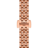 tissot t-lady lovely round mop dial rose gold pvd steel watch clasp view