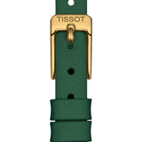 tissot t-lady lovely round green dial gold pvd steel watch clasp view