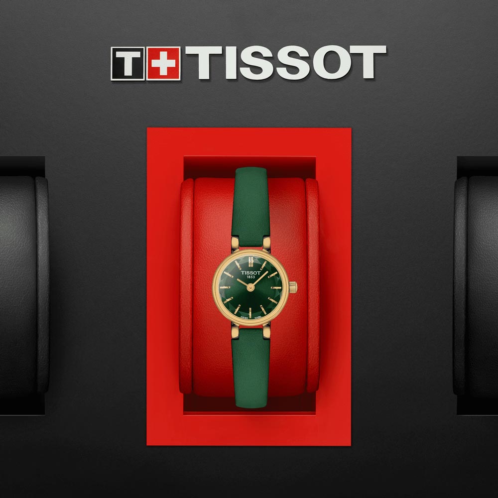 Tissot Lovely Round 19.5mm Green Dial Gold PVD Steel Ladies Quartz Watch T1400093609100