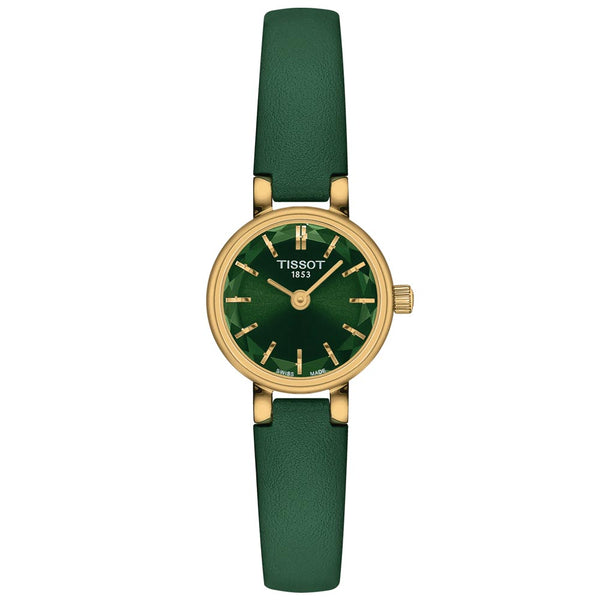 tissot t-lady lovely round green dial gold pvd steel watch