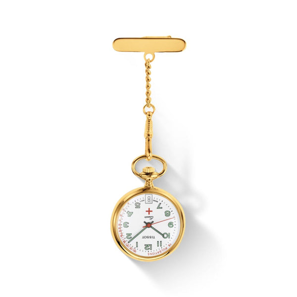tissot t-pocket white dial golden brass pendant watch