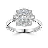 18ct White Gold 0.51ct Baguette And Round Brilliant Cut Diamond Fancy Ring
