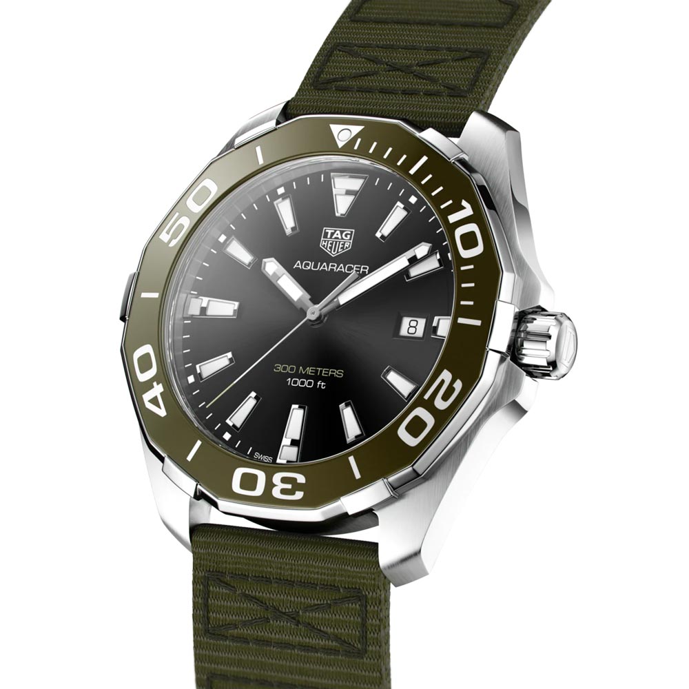 TAG Heuer Gents Khaki Aquaracer 43mm Stingray Grey Dial Stainless Steel Quartz Watch WAY101L.FC8222