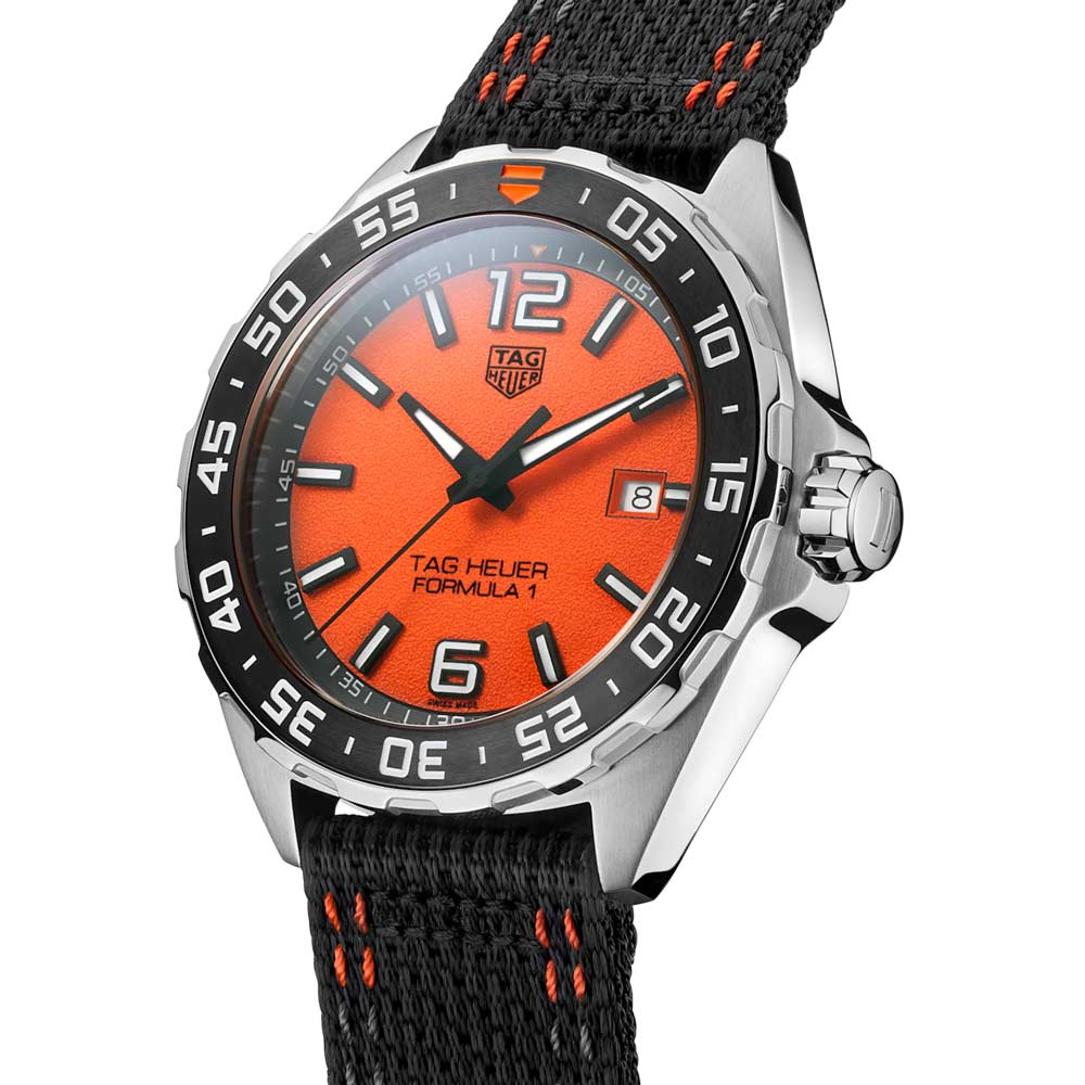 TAG Heuer Gents Formula 1 43mm Orange Dial Stainless Steel Watch WAZ101A.FC8305