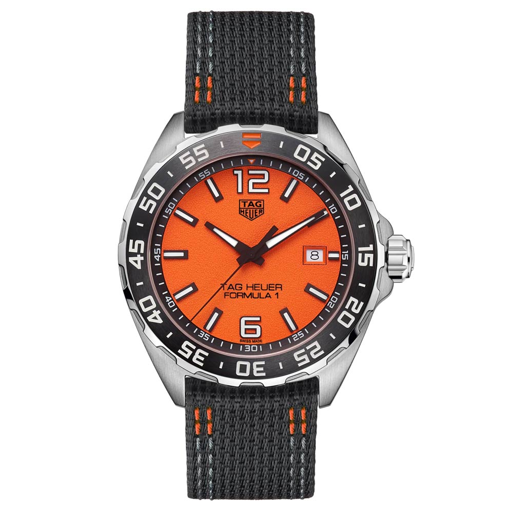 TAG Heuer Gents Formula 1 43mm Orange Dial Stainless Steel Watch WAZ101A.FC8305