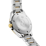 tag heuer aquaracer 32mm mop dial 18ct gold plated steel diamond quartz ladies watch case back view