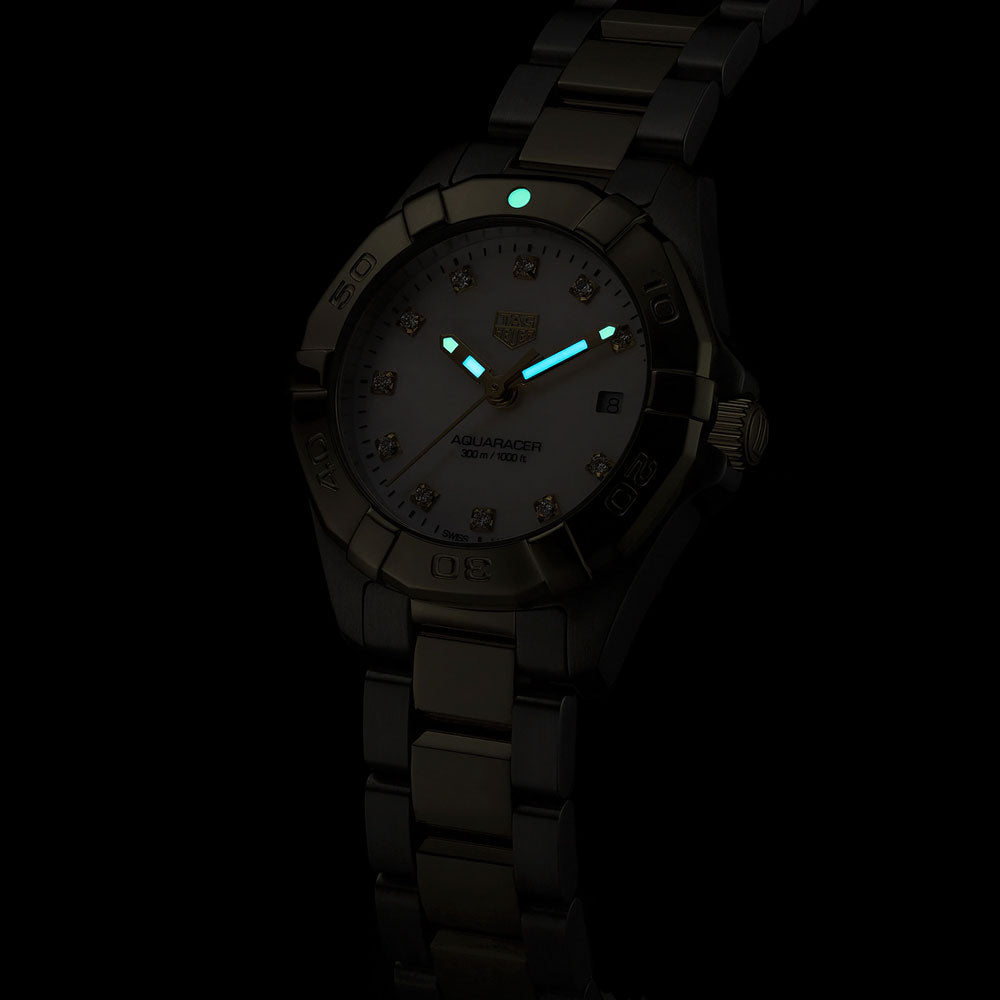 TAG Heuer Aquaracer 27mm Diamond Dot MOP Dial 18ct Gold Plated Steel Two Tone Quartz Ladies Watch WBD1422.BB0321