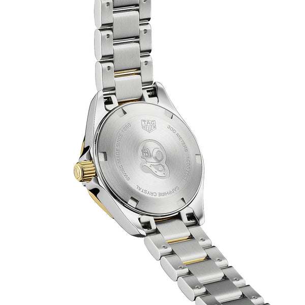 TAG Heuer Aquaracer 27mm MOP Diamond Dot Dial 18ct Gold Plated Steel Two Tone Ladies Quartz Watch WBD1423.BB0321